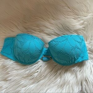 AERIE Blue Strapless Swim Top